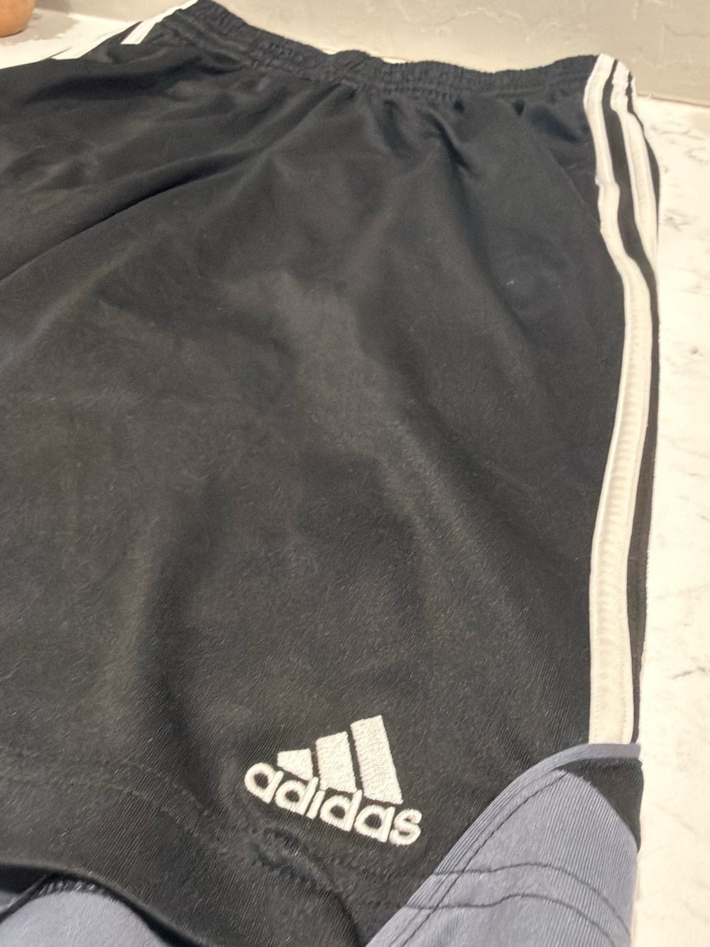 adidas Black Athletic Shorts with White Stripes
